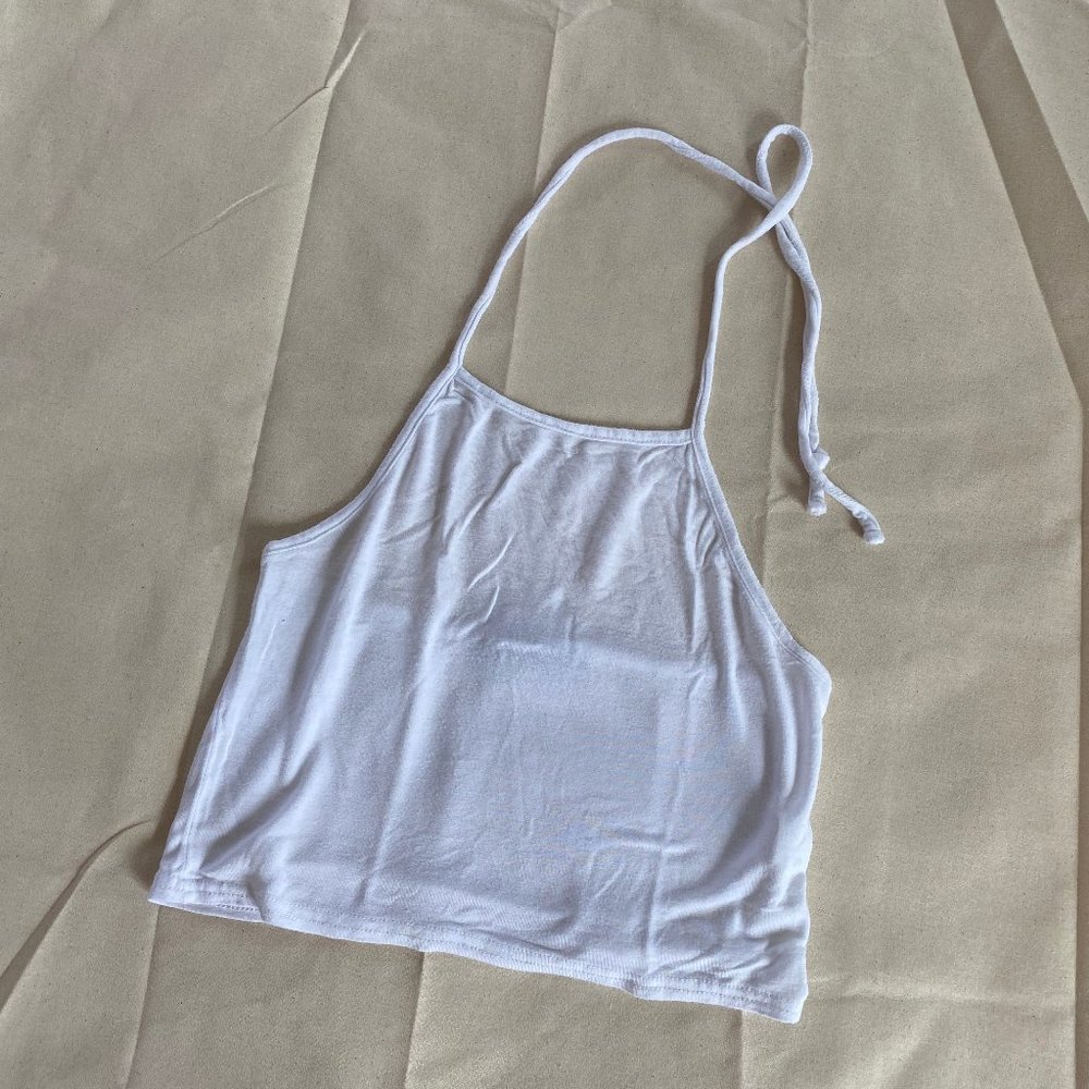 White Halter Crop Top Size S